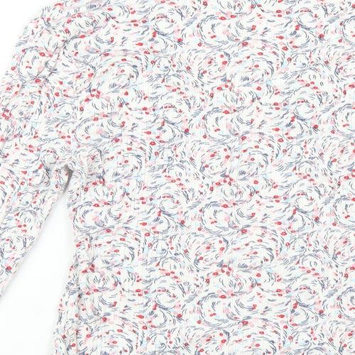 Marks and Spencer Womens Multicoloured Geometric Cotton Basic T-Shirt Size 10 V-Neck