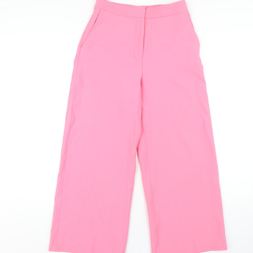 Zara Womens Pink Polyester Trousers Size XS L25 in Regular Zip