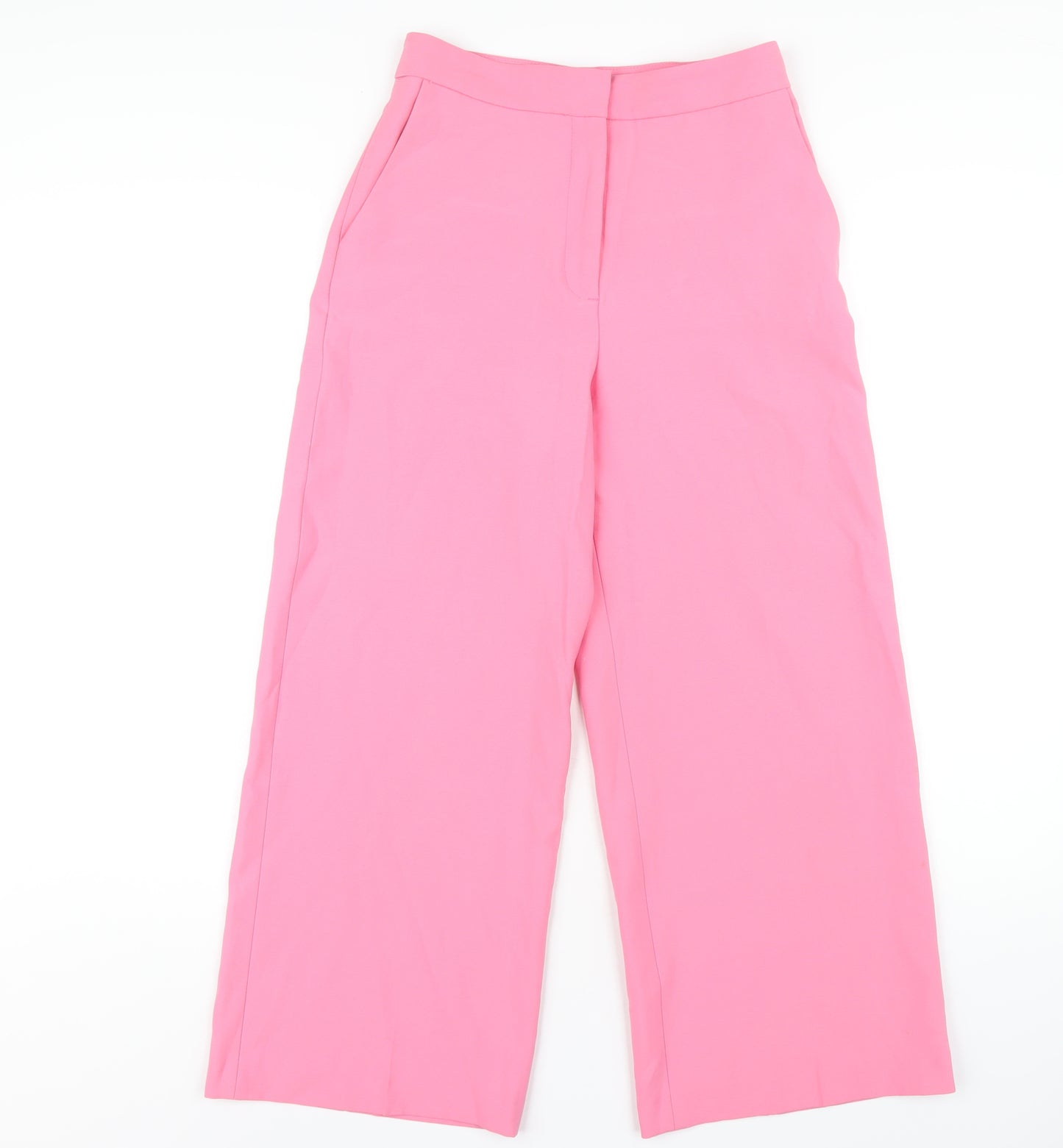 Zara Womens Pink Polyester Trousers Size XS L25 in Regular Zip