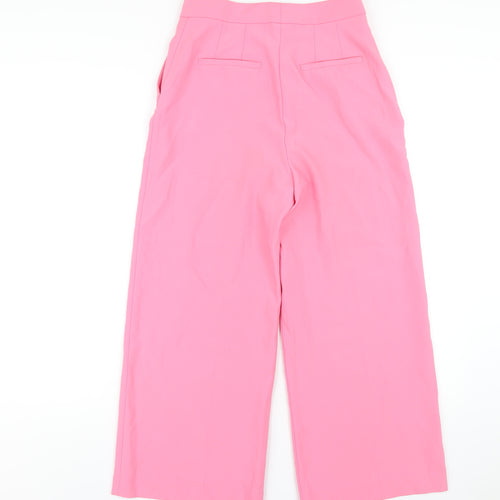 Zara Womens Pink Polyester Trousers Size XS L25 in Regular Zip