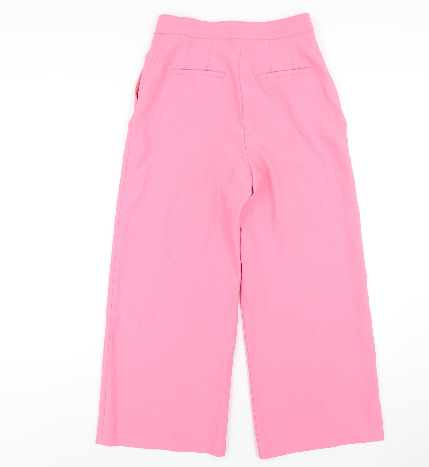 Zara Womens Pink Polyester Trousers Size XS L25 in Regular Zip