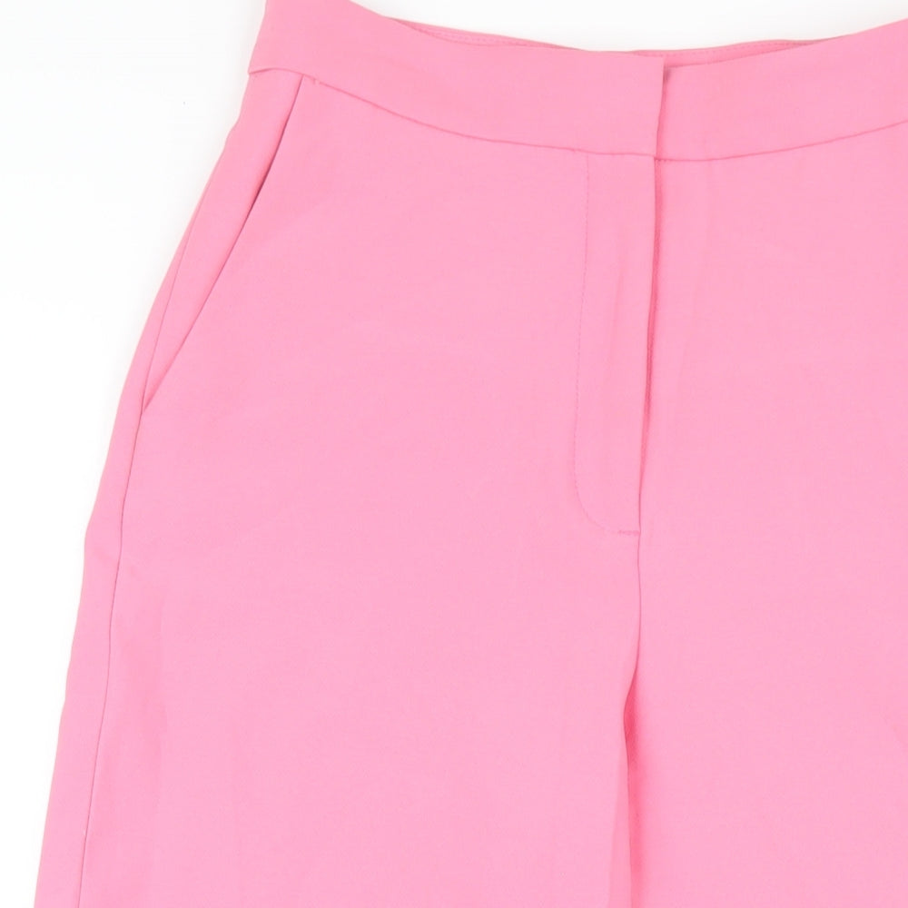 Zara Womens Pink Polyester Trousers Size XS L25 in Regular Zip