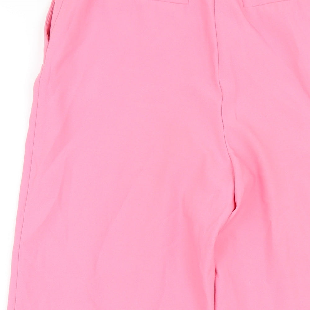 Zara Womens Pink Polyester Trousers Size XS L25 in Regular Zip