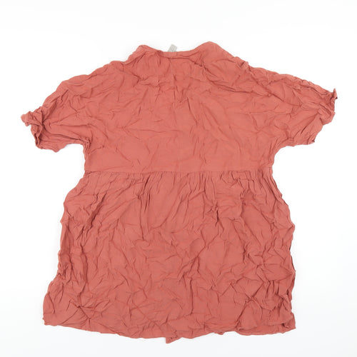 ASOS Womens Orange Viscose Trapeze & Swing Size 4 V-Neck Button