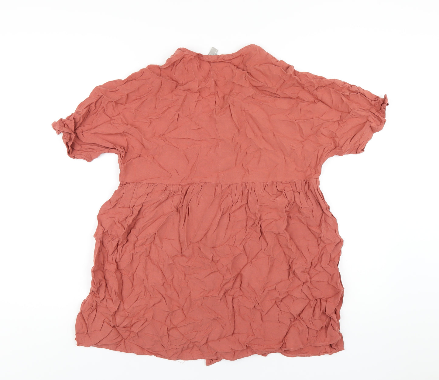 ASOS Womens Orange Viscose Trapeze & Swing Size 4 V-Neck Button