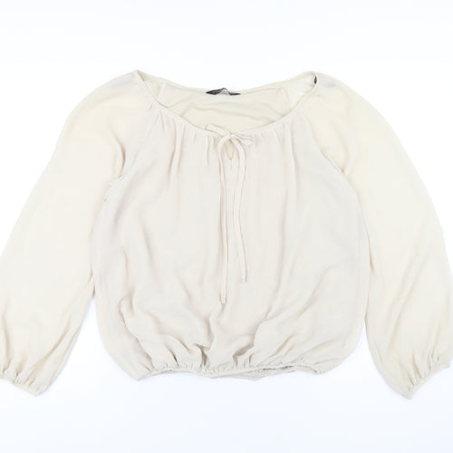 Dorothy Perkins Womens Beige Polyester Basic Blouse Size 12 V-Neck