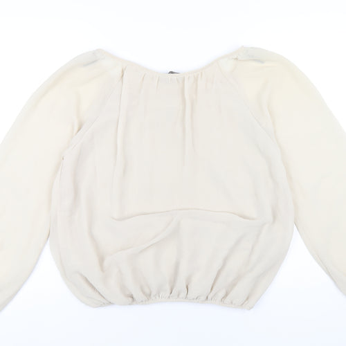 Dorothy Perkins Womens Beige Polyester Basic Blouse Size 12 V-Neck