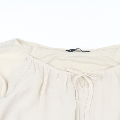 Dorothy Perkins Womens Beige Polyester Basic Blouse Size 12 V-Neck