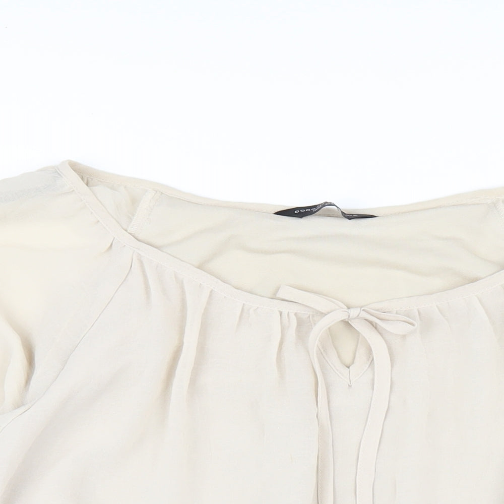 Dorothy Perkins Womens Beige Polyester Basic Blouse Size 12 V-Neck