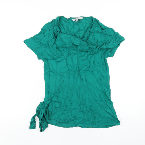 Crew Clothing Womens Green Polyester Basic T-Shirt Size 10 Cowl Neck