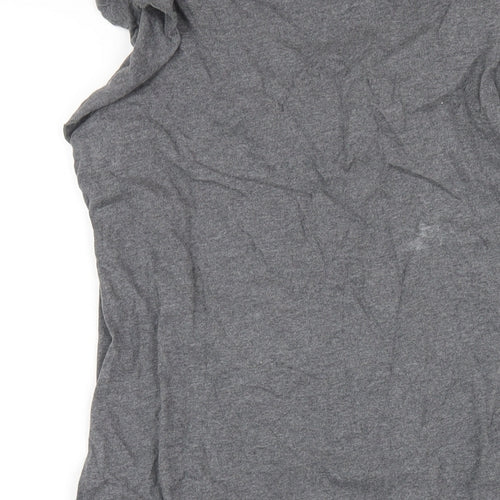 NEXT Womens Grey Cotton A-Line Size 12 Scoop Neck Pullover - Ruffle Neckline