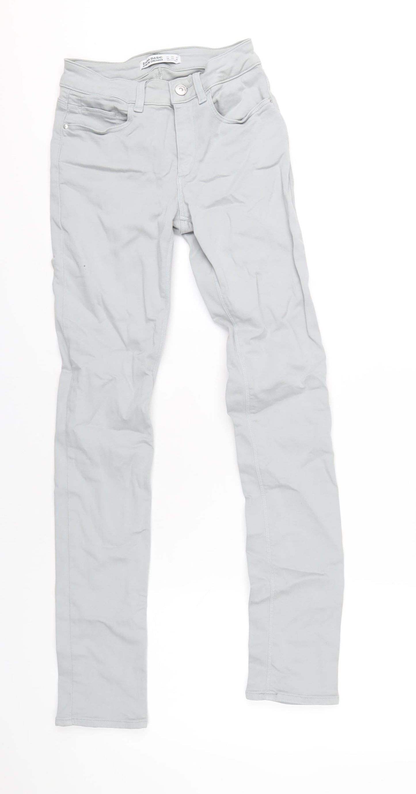 Zara Womens Grey Cotton Skinny Jeans Size 6 L31 in Regular Zip