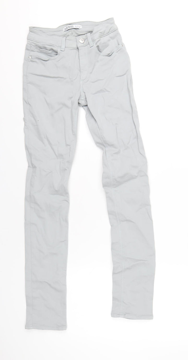 Zara Womens Grey Cotton Skinny Jeans Size 6 L31 in Regular Zip