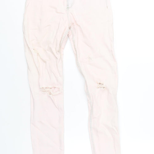 Zara Womens Pink Cotton Skinny Jeans Size 8 L28 in Regular Zip