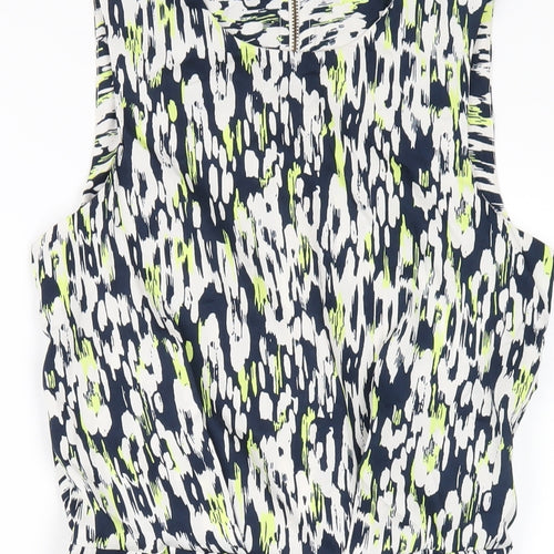 Closet Blu Womens Multicoloured Geometric Polyester A-Line Size 8 Round Neck Zip