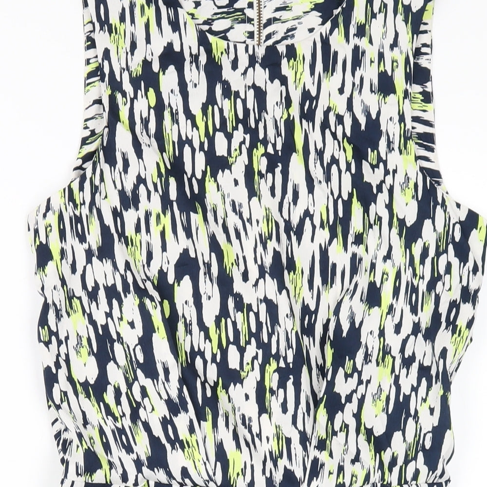 Closet Blu Womens Multicoloured Geometric Polyester A-Line Size 8 Round Neck Zip