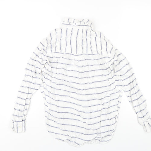 American Eagle Outfitters Womens White Striped Viscose Basic Button-Up Size XS Collared