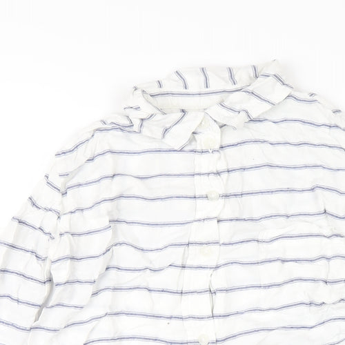 American Eagle Outfitters Womens White Striped Viscose Basic Button-Up Size XS Collared