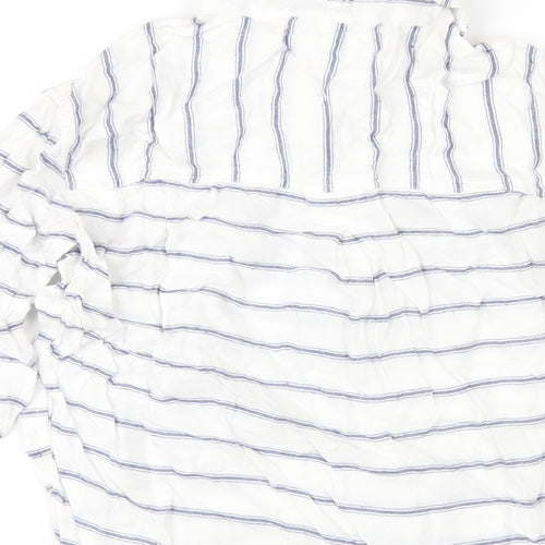 American Eagle Outfitters Womens White Striped Viscose Basic Button-Up Size XS Collared