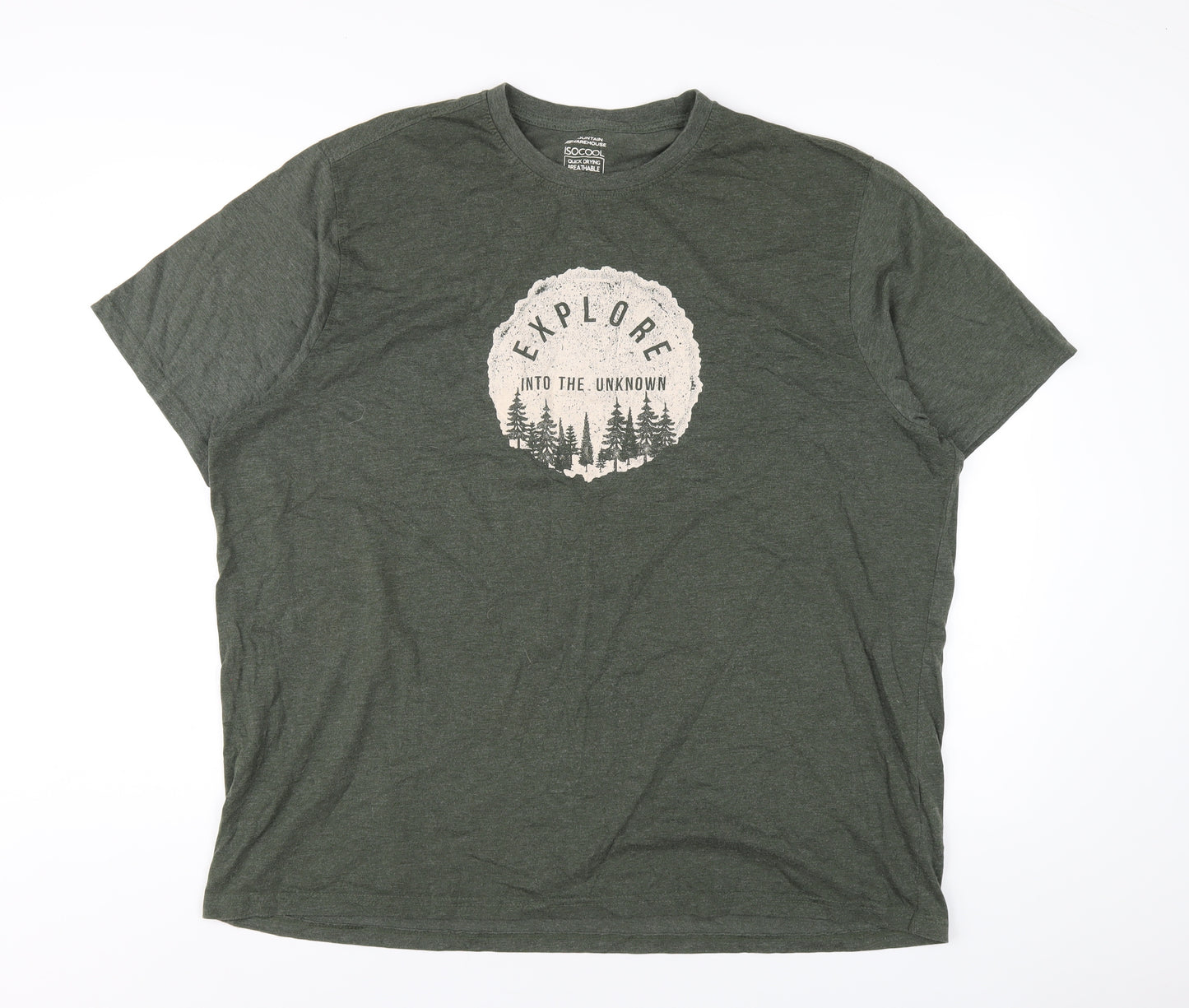 Mountain Warehouse Mens Green Cotton T-Shirt Size 3XL Round Neck