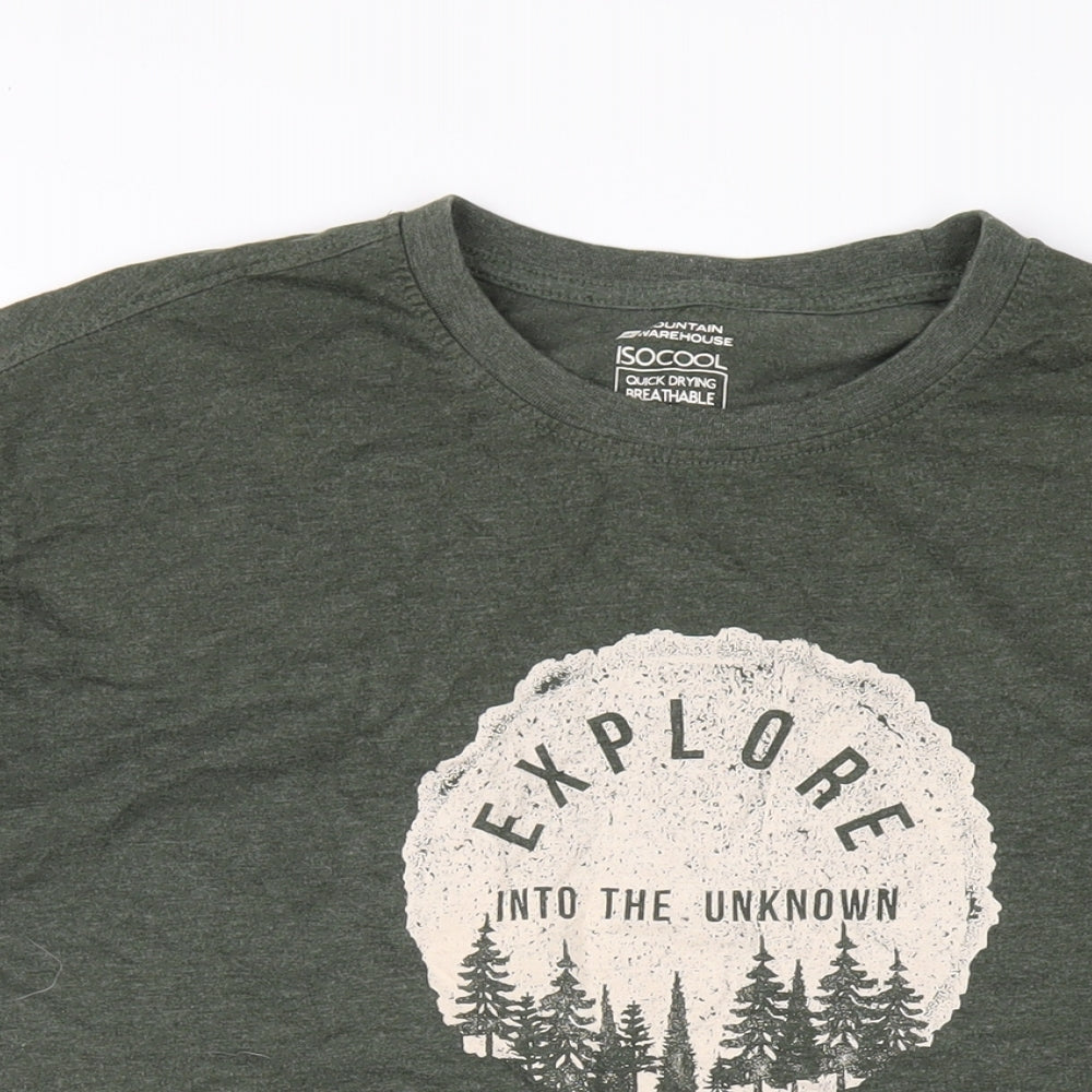 Mountain Warehouse Mens Green Cotton T-Shirt Size 3XL Round Neck