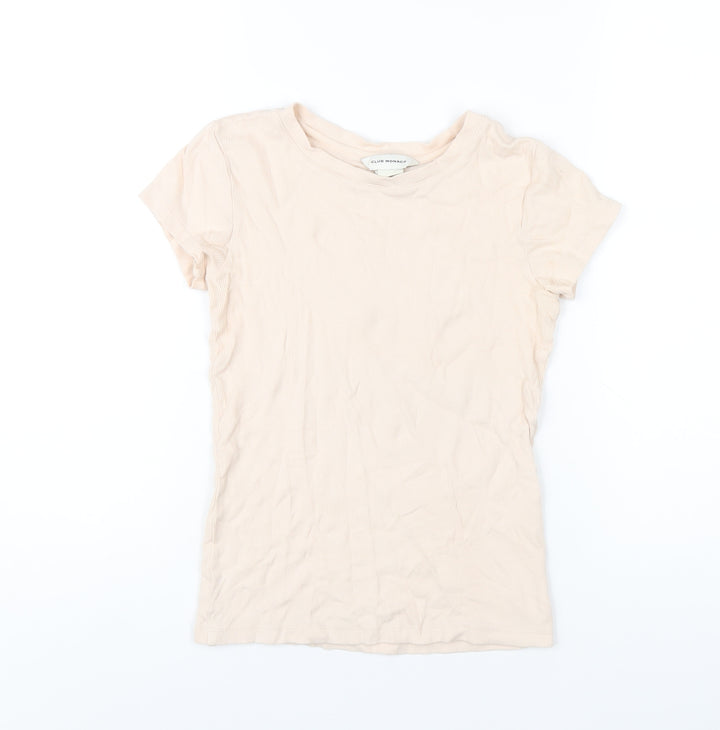 Club Monaco Womens Pink Cotton Basic T-Shirt Size XS Round Neck