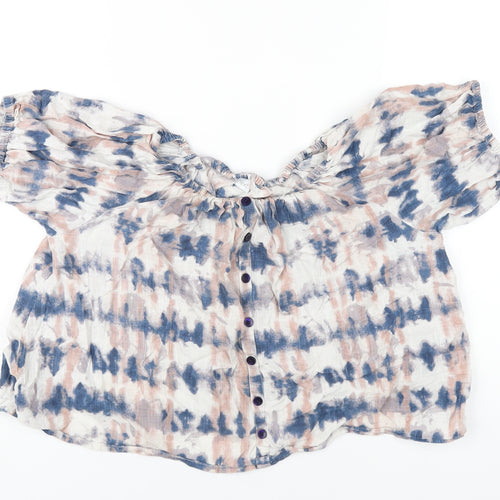 NEXT Girls Multicoloured Geometric Cotton Basic T-Shirt Size 13 Years Off the Shoulder Pullover