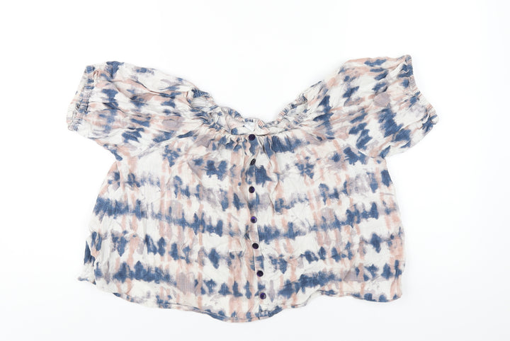 NEXT Girls Multicoloured Geometric Cotton Basic T-Shirt Size 13 Years Off the Shoulder Pullover