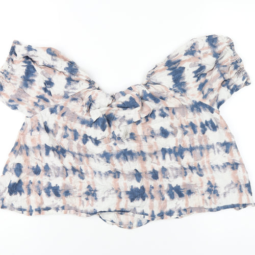 NEXT Girls Multicoloured Geometric Cotton Basic T-Shirt Size 13 Years Off the Shoulder Pullover