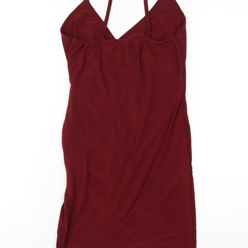 PRETTYLITTLETHING Womens Red Polyester Bodycon Size 10 V-Neck Pullover