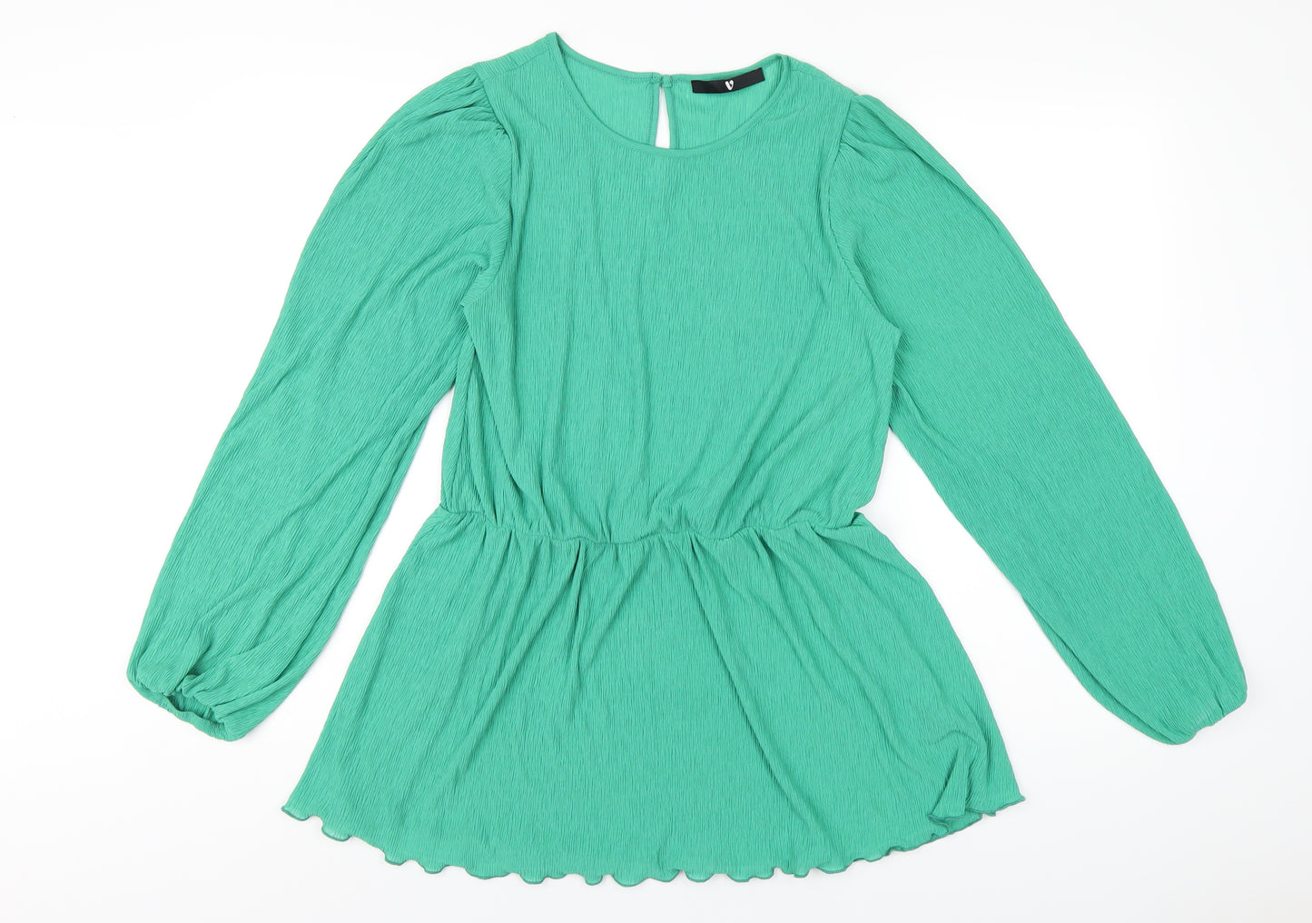 Very Womens Green Polyester Basic T-Shirt Size 12 Round Neck