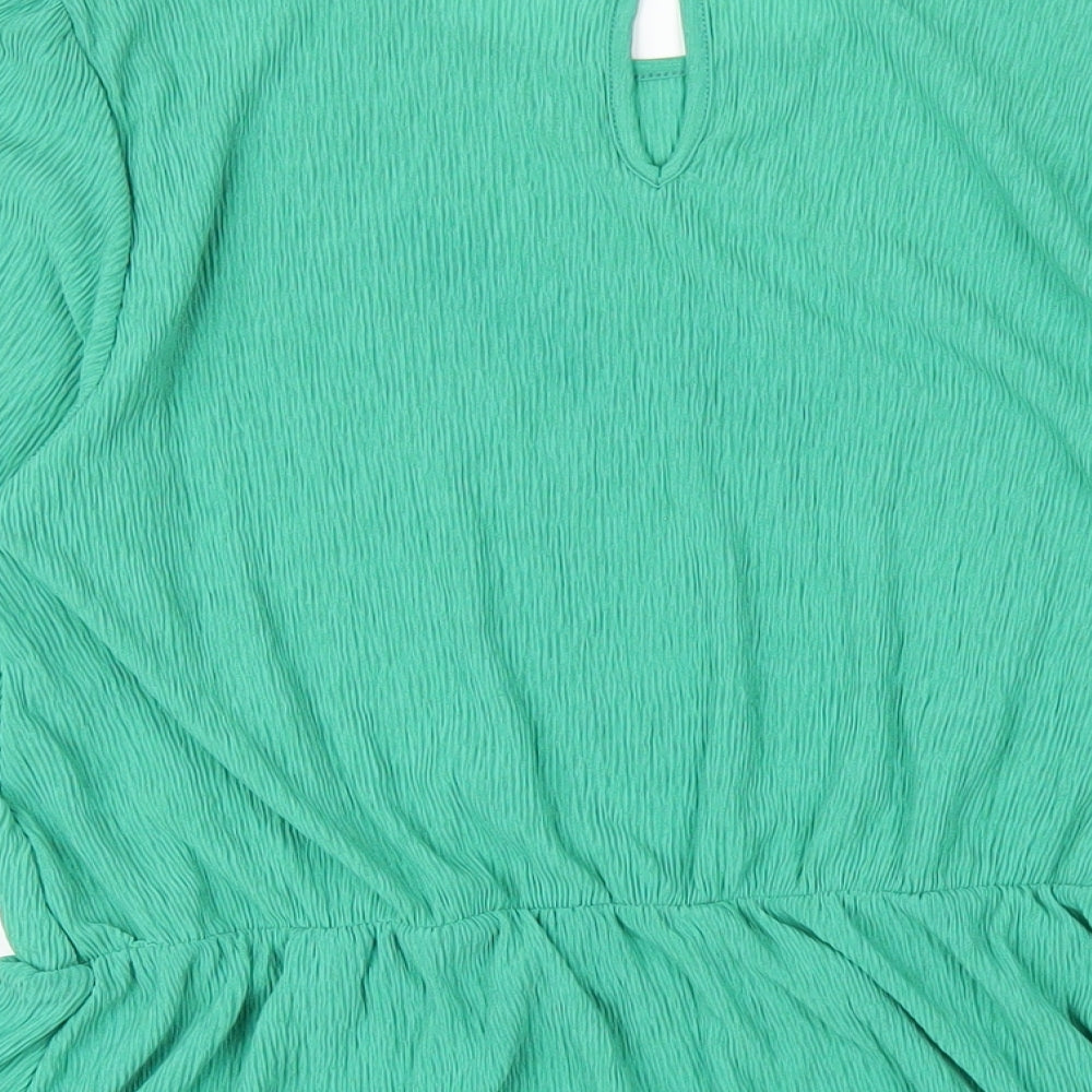 Very Womens Green Polyester Basic T-Shirt Size 12 Round Neck