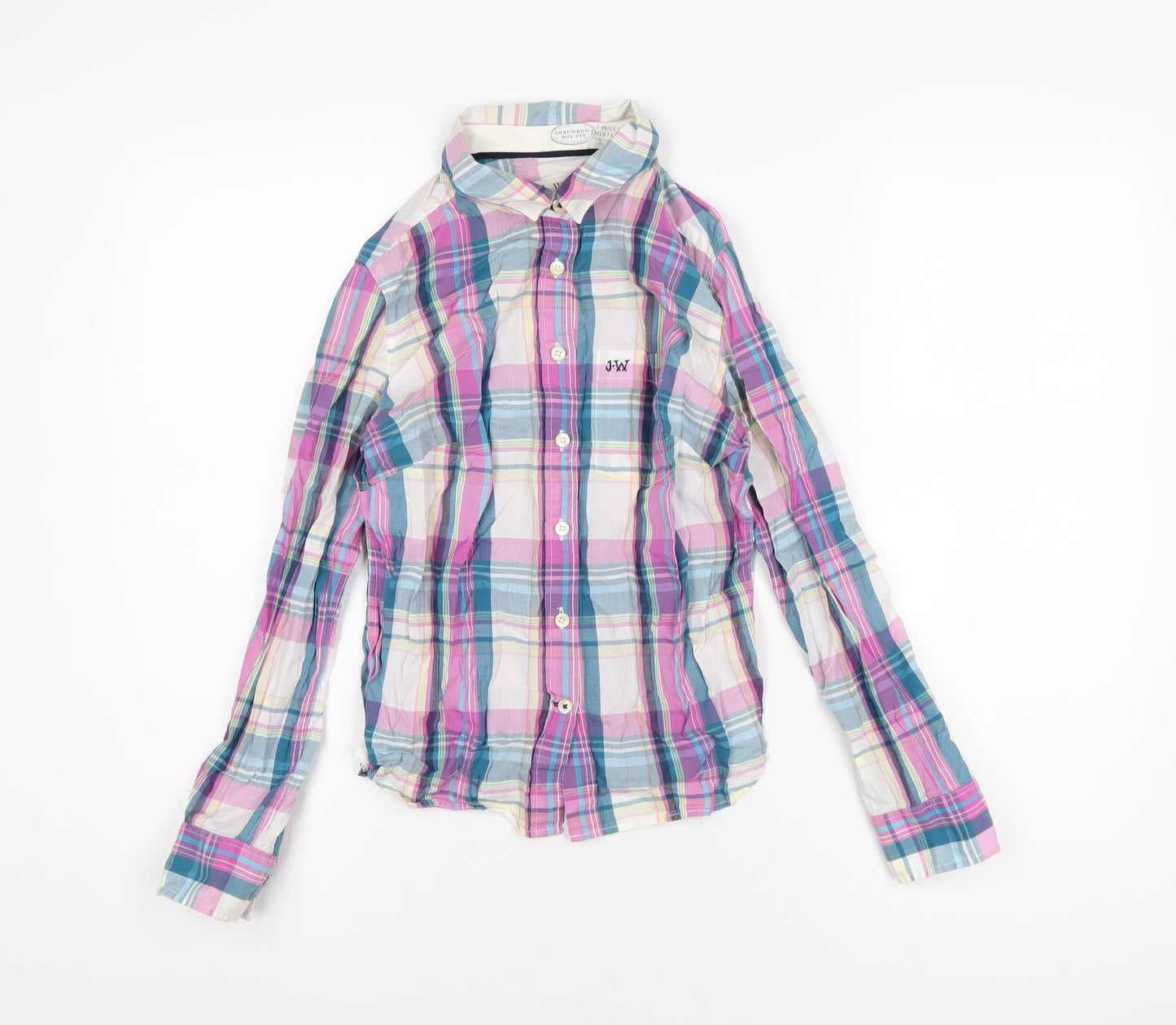 Jack Wills Womens Multicoloured Plaid Cotton Basic Button-Up Size 8 Collared