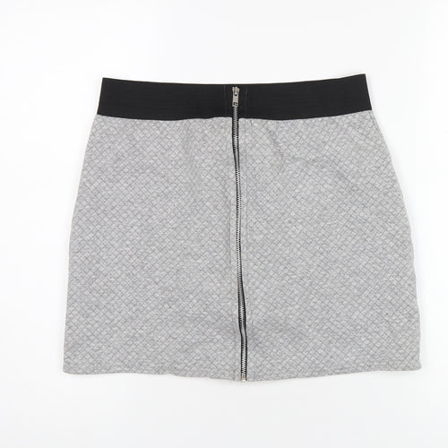 Ribbon Womens Grey Polyester A-Line Skirt Size 14 Zip