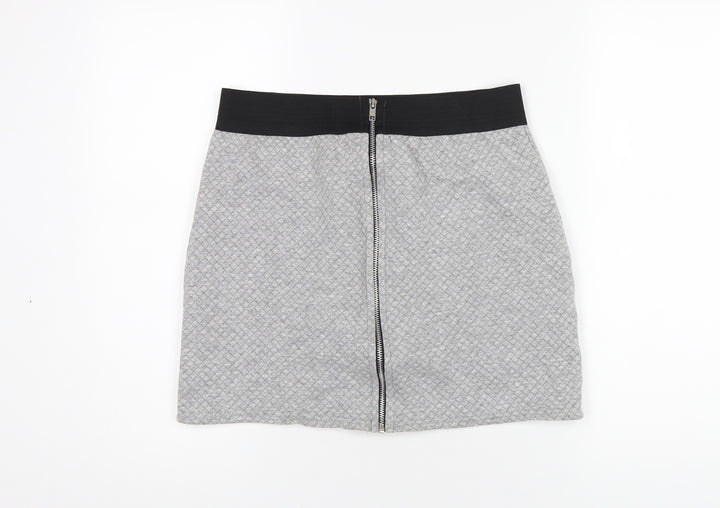 Ribbon Womens Grey Polyester A-Line Skirt Size 14 Zip