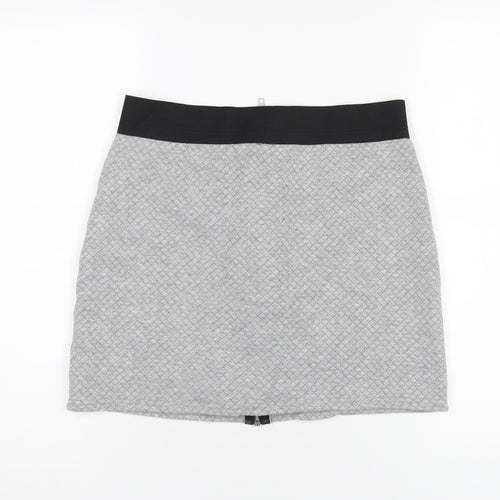 Ribbon Womens Grey Polyester A-Line Skirt Size 14 Zip