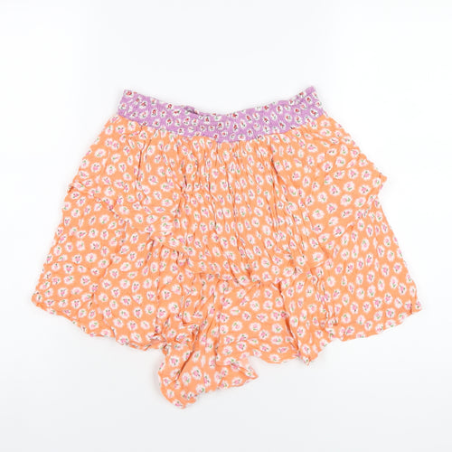 ASOS Womens Multicoloured Floral Vinyl Basic Shorts Size 12 Regular Pull On
