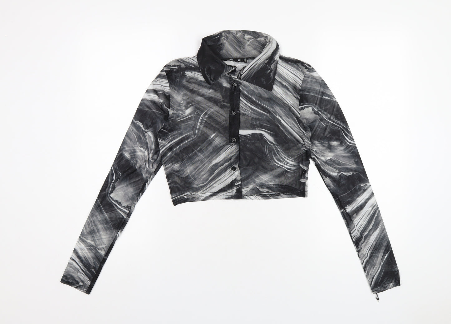 Missguided Womens Grey Polyester Basic Button-Up Size 8 Collared