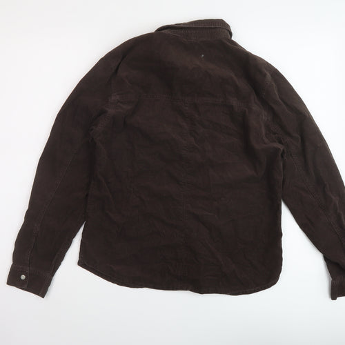 Marks and Spencer Womens Brown Cotton Basic Button-Up Size 14 Collared
