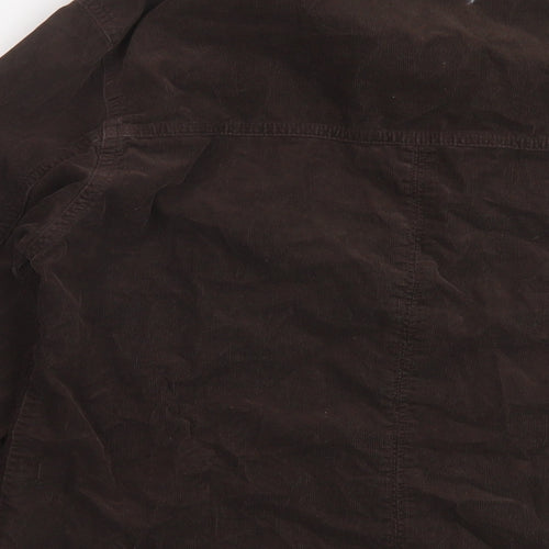 Marks and Spencer Womens Brown Cotton Basic Button-Up Size 14 Collared