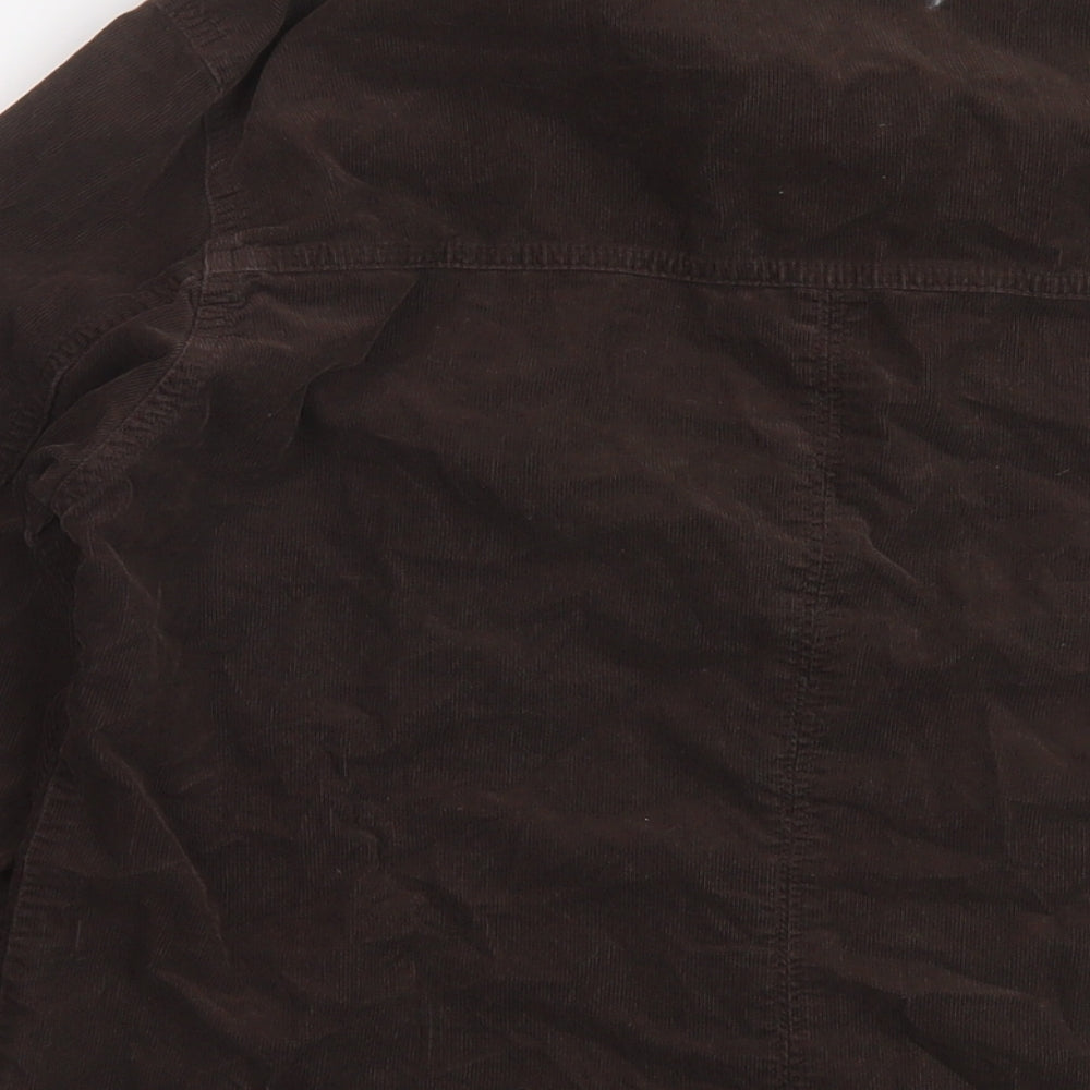 Marks and Spencer Womens Brown Cotton Basic Button-Up Size 14 Collared