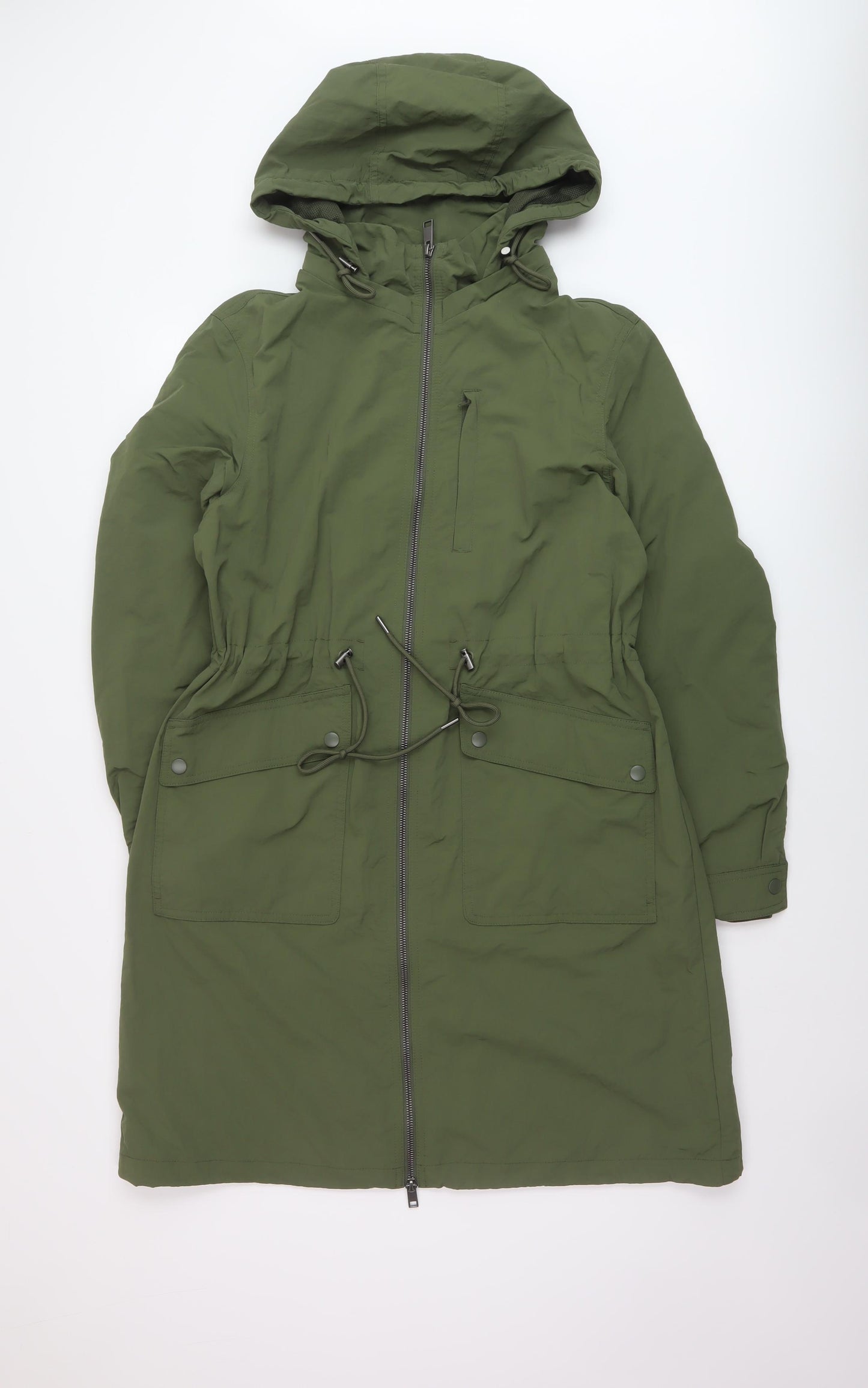 Marks and Spencer Womens Green Parka Coat Size 14 Zip