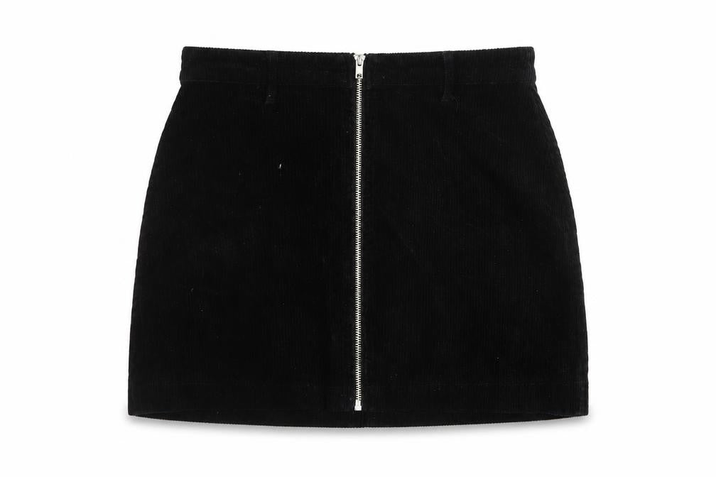 Topshop Womens Black Cotton A-Line Skirt Size 12 Zip