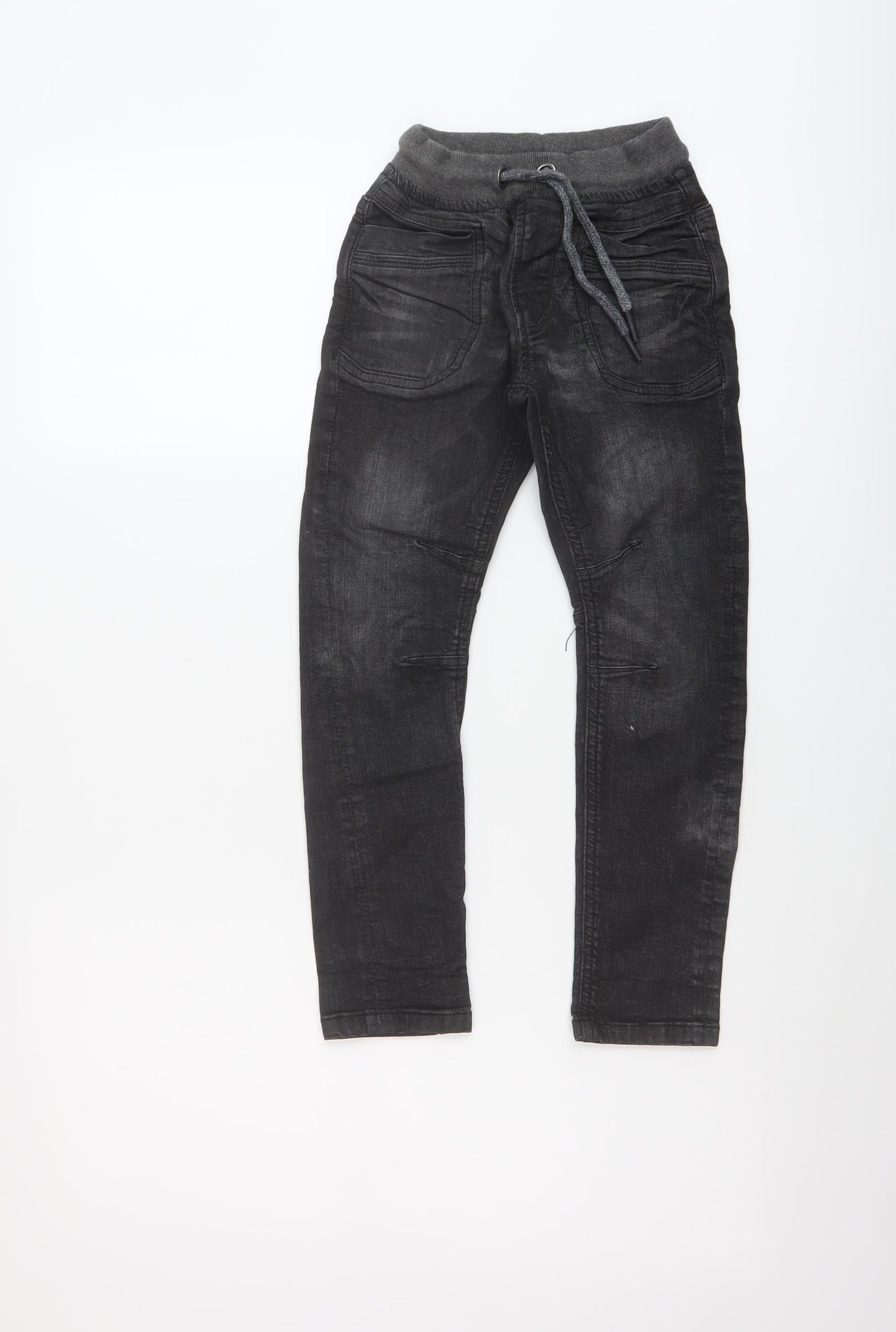 George Boys Grey Cotton Straight Jeans Size 6-7 Years Regular Drawstring