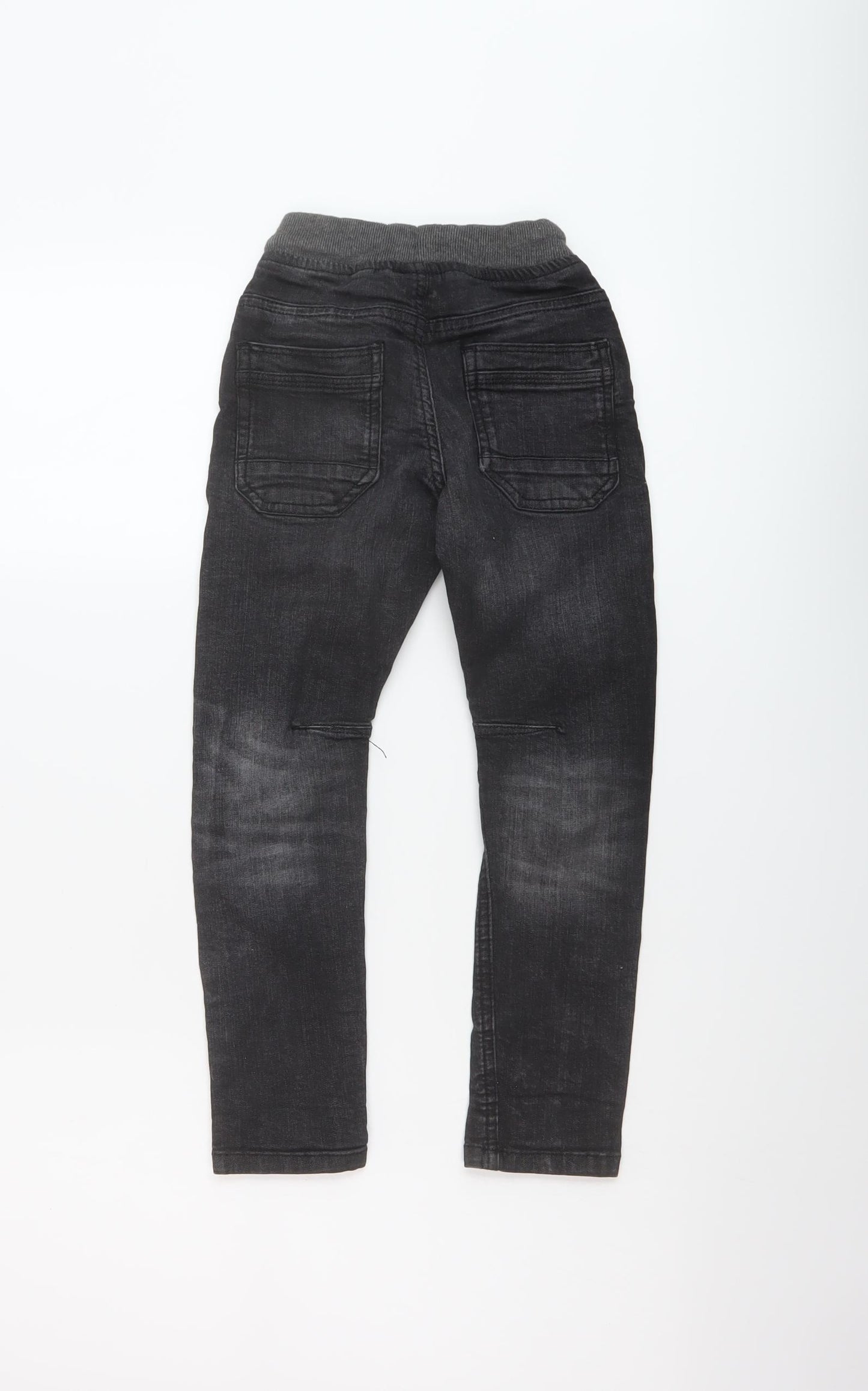 George Boys Grey Cotton Straight Jeans Size 6-7 Years Regular Drawstring