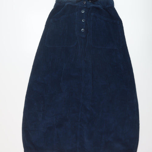 Potery Womens Blue Cotton A-Line Skirt Size 26 in Button