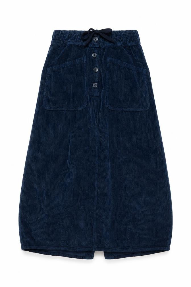 Potery Womens Blue Cotton A-Line Skirt Size 26 in Button