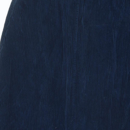 Potery Womens Blue Cotton A-Line Skirt Size 26 in Button