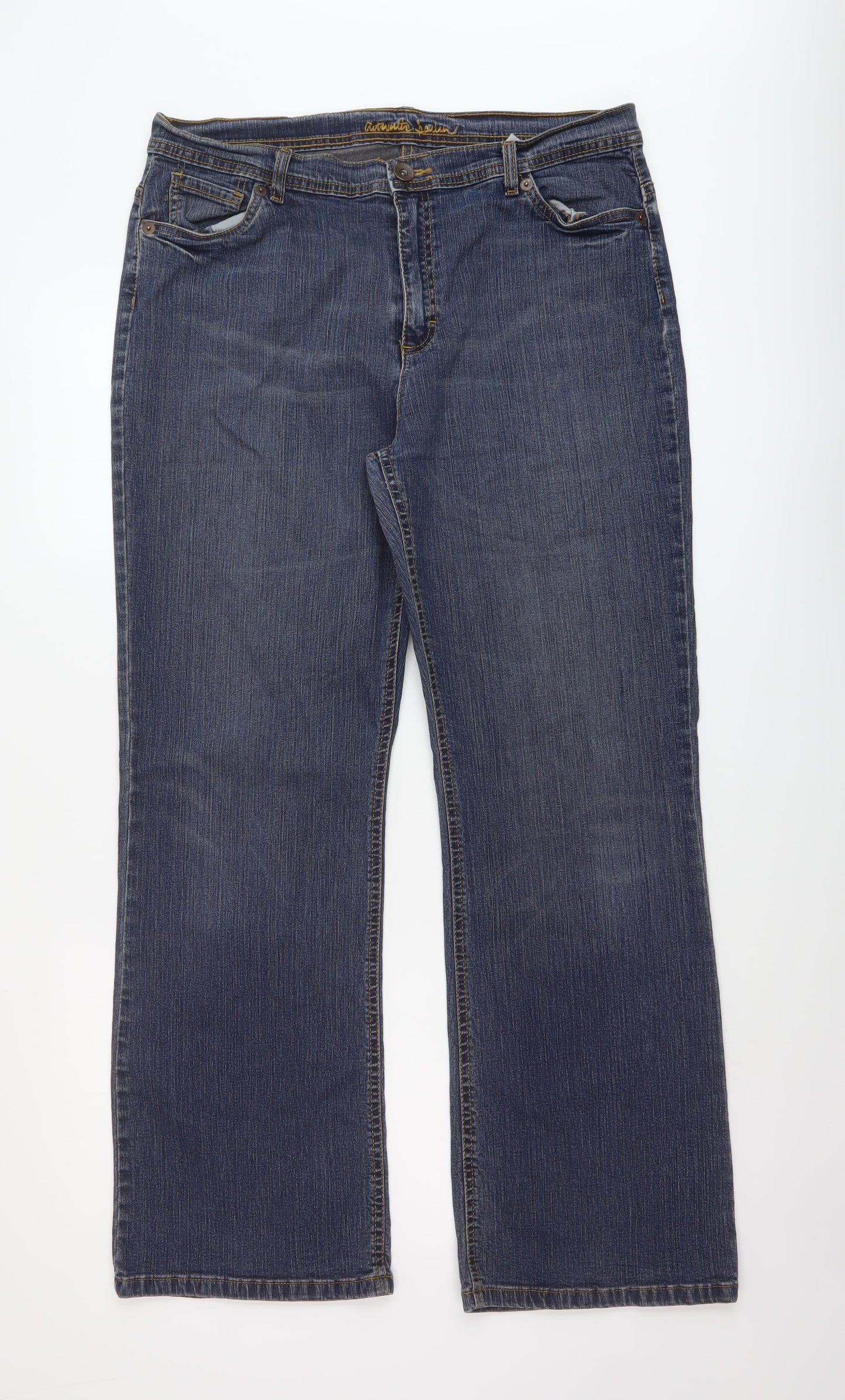 Marks and Spencer Womens Blue Cotton Bootcut Jeans Size 18 L30 in Regular Button