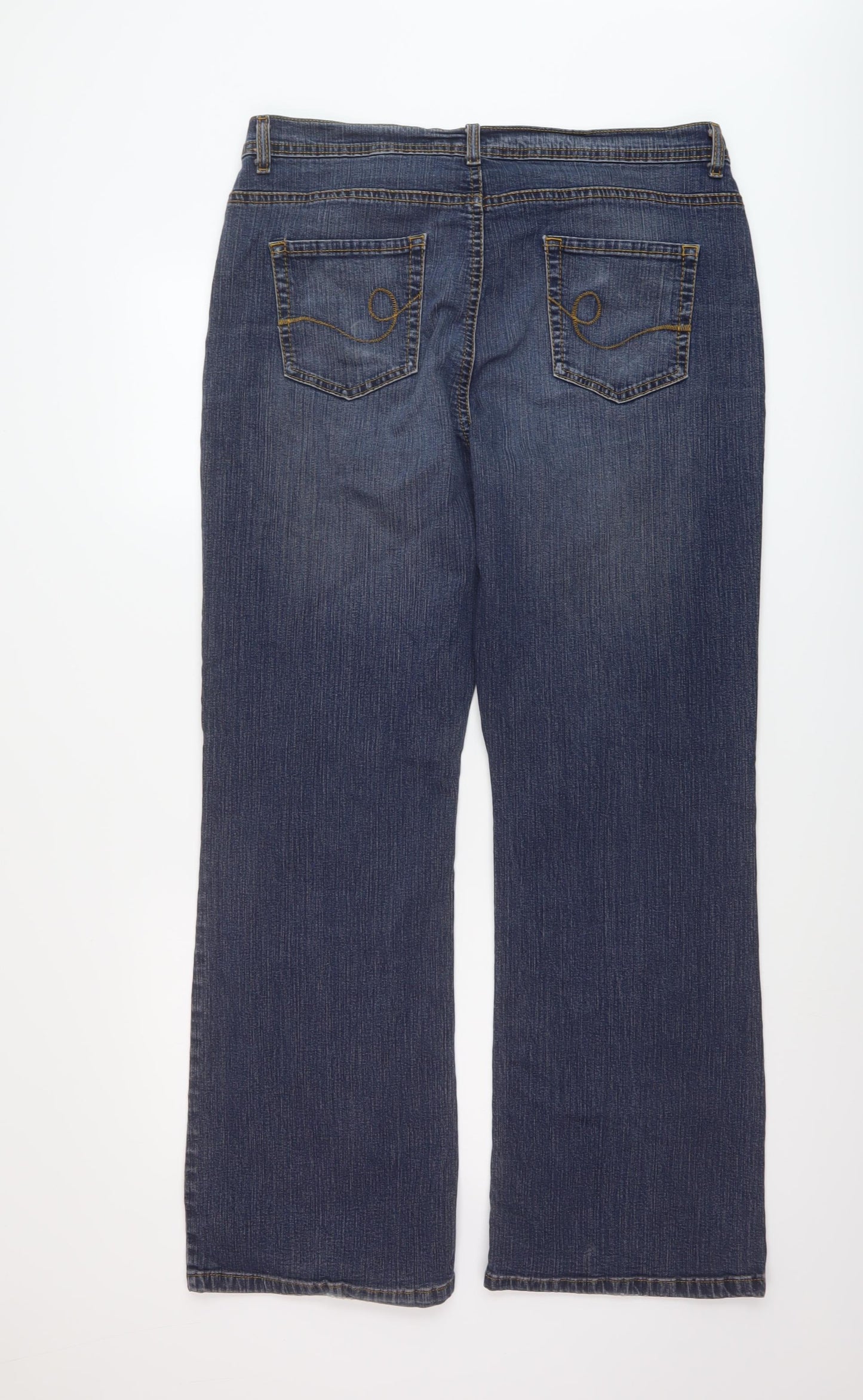 Marks and Spencer Womens Blue Cotton Bootcut Jeans Size 18 L30 in Regular Button